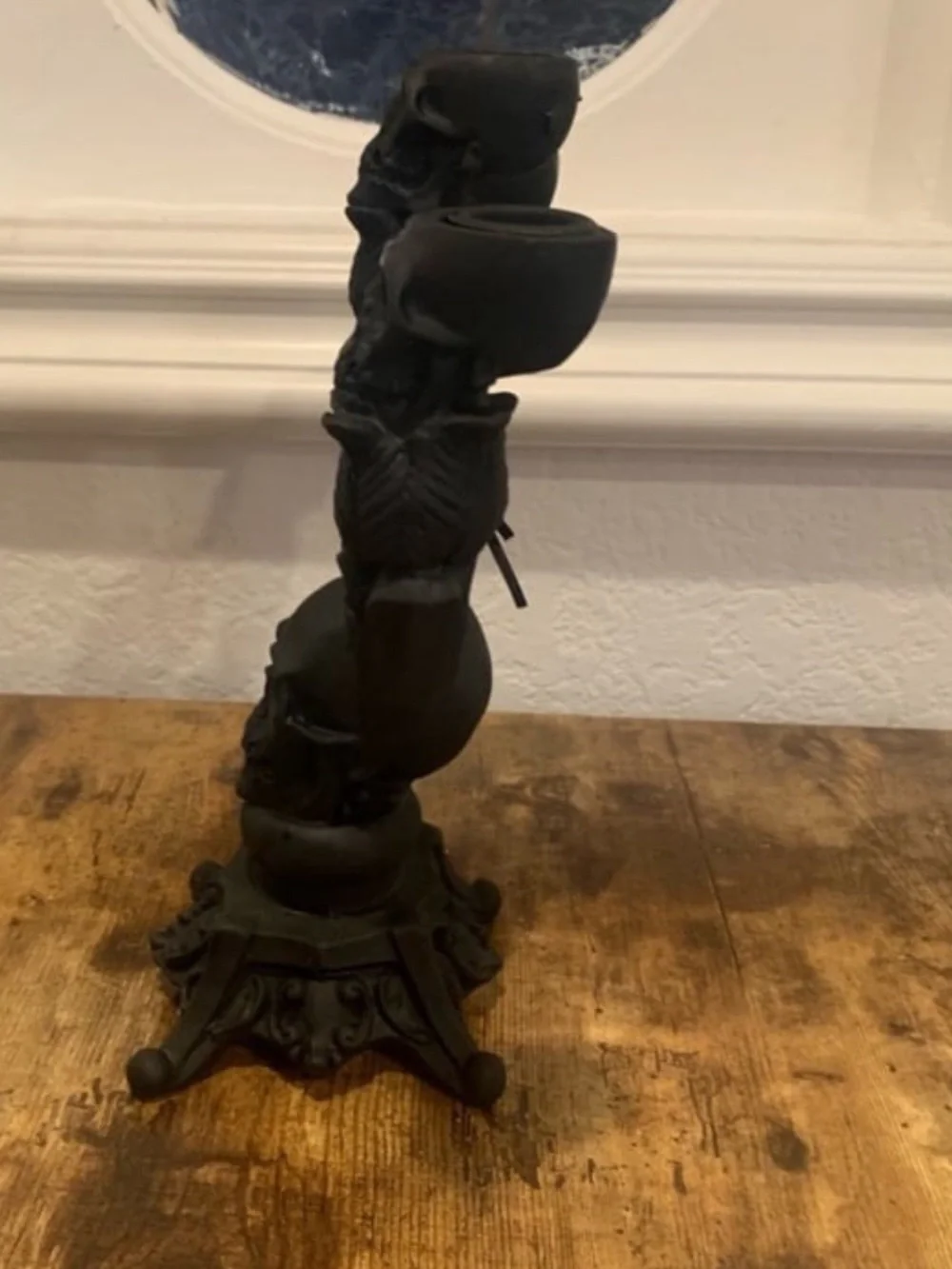Martha Stewart Black Skull Candelabra, Halloween Candelabra Skull Candelabra